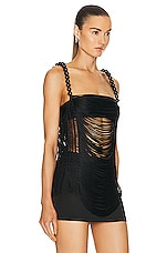 PatBO Draped Fringe Top in Black, view 2, click to view large image.