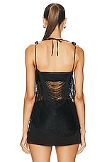 PatBO Draped Fringe Top in Black, view 3, click to view large image.