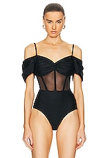 PatBO Corset Bodysuit in Black, view 2, click to view large image.