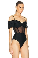 PatBO Corset Bodysuit in Black, view 3, click to view large image.