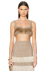 PatBO Metallic Fringe Bralette in Gold, view 1, click to view large image.
