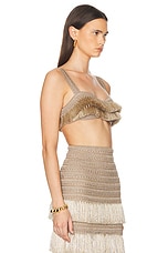 PatBO Metallic Fringe Bralette in Gold, view 2, click to view large image.