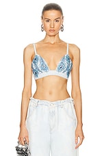 PatBO Hand-Beaded Denim Bralette in Denim, view 1, click to view large image.