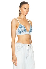 PatBO Hand-Beaded Denim Bralette in Denim, view 2, click to view large image.