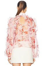 PatBO Floral Haze Ruffle Blouse in Vapor, view 3, click to view large image.