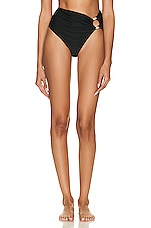 PatBO Mid Rise Bikini Bottom in Black, view 1, click to view large image.