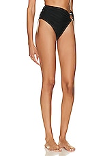 PatBO Mid Rise Bikini Bottom in Black, view 2, click to view large image.