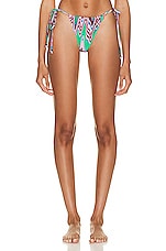 PatBO Wave String Bikini Bottom in Green Multi, view 1, click to view large image.