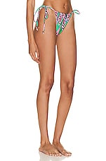 PatBO Wave String Bikini Bottom in Green Multi, view 2, click to view large image.