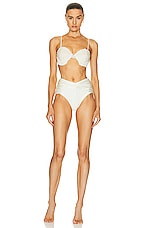 PatBO V-shape Bikini Bottom in White, view 4, click to view large image.