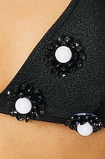 PatBO Flower Beaded Bikini Top in Black, view 5, click to view large image.