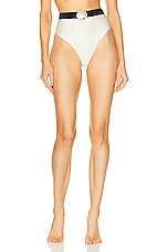 PatBO Seashell High Cut Bikini Bottom in Black & White, view 1, click to view large image.