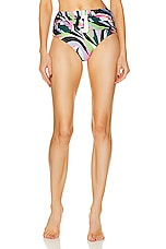 PatBO Delos High Waist Bikini Bottom in Black Multi, view 1, click to view large image.