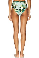 PatBO Magnolia High Leg Bikini Bottom in Green Multi, view 4, click to view large image.