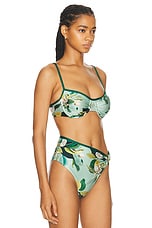 PatBO Magnolia Underwire Bikini Top in Green Multi, view 2, click to view large image.