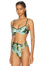 PatBO Magnolia Underwire Bikini Top in Green Multi, view 3, click to view large image.