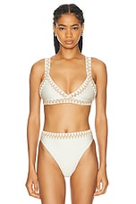 PatBO Jute Trim Bikini Top in Ivory, view 1, click to view large image.