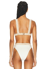 PatBO Jute Trim Bikini Top in Ivory, view 3, click to view large image.