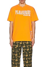 Puma Select X Pleasures Typo Tee in Orange, view 3, click to view large image.