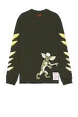 Puma Select Gremlins Long Sleeve Tee in GREEN, view 2, click to view large image.