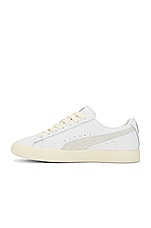 Puma Select Clyde Base Sneakers in Puma White, Frosted Ivory, & Puma Team Gold, view 5, click to view large image.