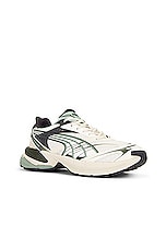 Puma Select Velophasis Technisch Sneaker in Warm White, Green Fog, & Dark Coal, view 2, click to view large image.