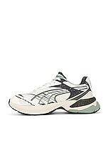Puma Select Velophasis Technisch Sneaker in Warm White, Green Fog, & Dark Coal, view 5, click to view large image.
