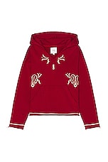 Found Paisley Embroidered Hoodie in Washed Red, view 1, click to view large image.
