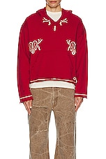 Found Paisley Embroidered Hoodie in Washed Red, view 4, click to view large image.