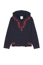 Found Paisley Embroidered Hoodie in Washed Navy, view 1, click to view large image.