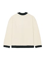 Found Contrast Collar Knitted Cardigan in Cream, view 2, click to view large image.