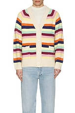 Found Multi Stripe Cardigan in Cream Multi, view 4, click to view large image.