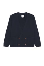 Found Double Breasted Knit Cardigan in Navy, view 1, click to view large image.