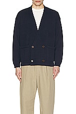 Found Double Breasted Knit Cardigan in Navy, view 3, click to view large image.