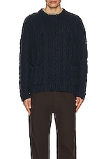 Found Cable Knit Sweater in Navy, view 3, click to view large image.