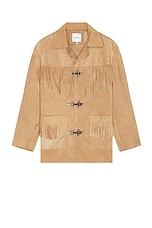 Found Suede Fringe Jacket in Tan, view 1, click to view large image.