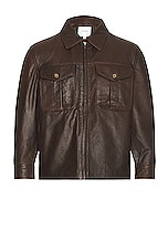 Found Leather Over Shirt in Brown, view 1, click to view large image.