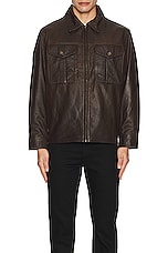 Found Leather Over Shirt in Brown, view 3, click to view large image.
