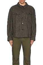 Found Dark Herringbone Over Shirt in Brown, view 3, click to view large image.