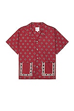 Found Motif Short Sleeve Camp Shirt in Red, view 1, click to view large image.
