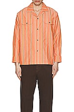 Found Stripe Citrus Long Sleeve Camp Shirt in Citrus, view 3, click to view large image.
