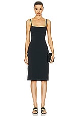 PRISCAVera Stretch Tailored Midi Dress in Black, view 1, click to view large image.