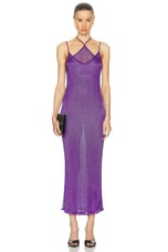 PRISCAVera Metallic Double Layer Dress in Amethyst, view 1, click to view large image.