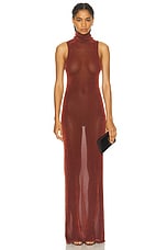 PRISCAVera Turtleneck Maxi Dress in Brick, view 1, click to view large image.