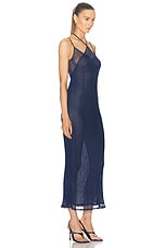 PRISCAVera Metallic Double Layer Dress in Midnight Blue, view 2, click to view large image.