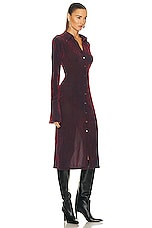PRISCAVera Velvet Mesh Button Down Dress in Sugar Plum, view 2, click to view large image.