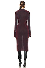PRISCAVera Velvet Mesh Button Down Dress in Sugar Plum, view 3, click to view large image.