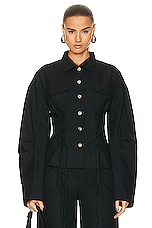 PRISCAVera Wool Laced Cocoon Jacket in Black, view 1, click to view large image.