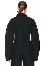 PRISCAVera Wool Laced Cocoon Jacket in Black, view 3, click to view large image.
