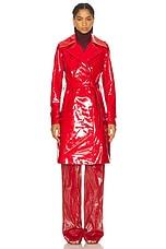 PRISCAVera Patent Leather Trench Coat in Scarlet, view 1, click to view large image.